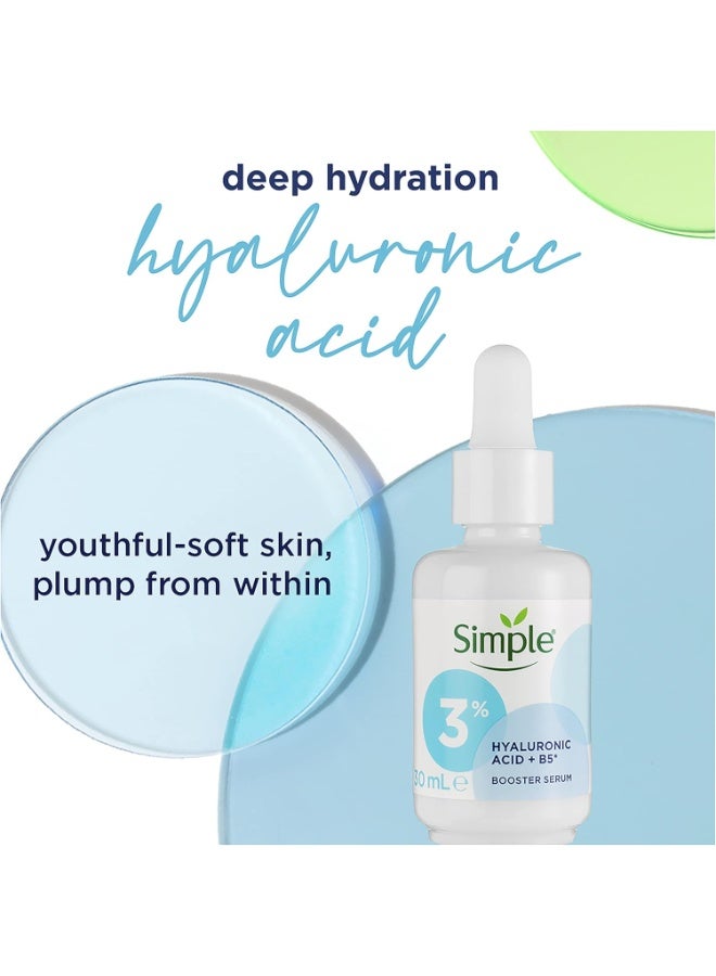 Simple 3% Hyaluronic Acid + B5* Booster Serum Serum Skin Care Suitable for All Skin Types for Hydrated, Softer Skin 30ml - Image 3